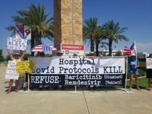 Protesting outside hospitals in California